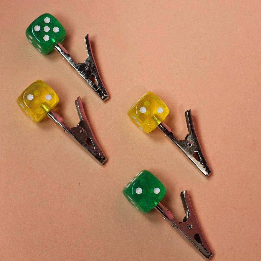 2-Pack of Yellow and Green Dice Roach Clips